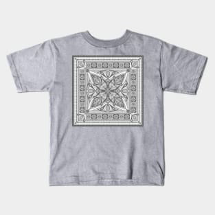 Gray Art Deco Mandala Kids T-Shirt